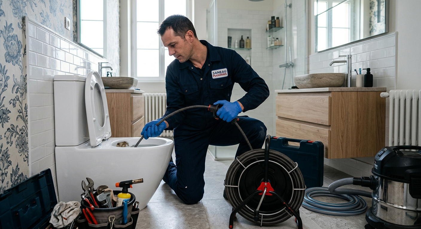 Débouchage WC furet motorisé plombier Antony